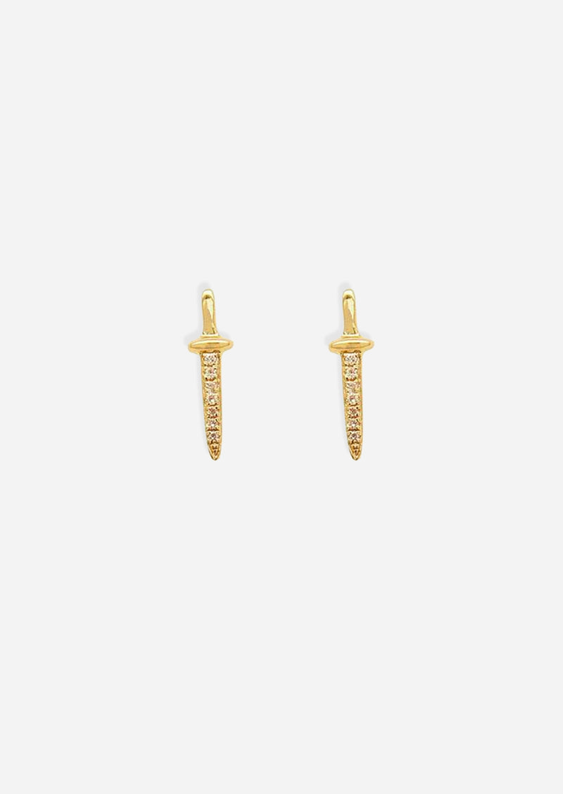 Diamond Sword Threaded Flat Back Earring | Single