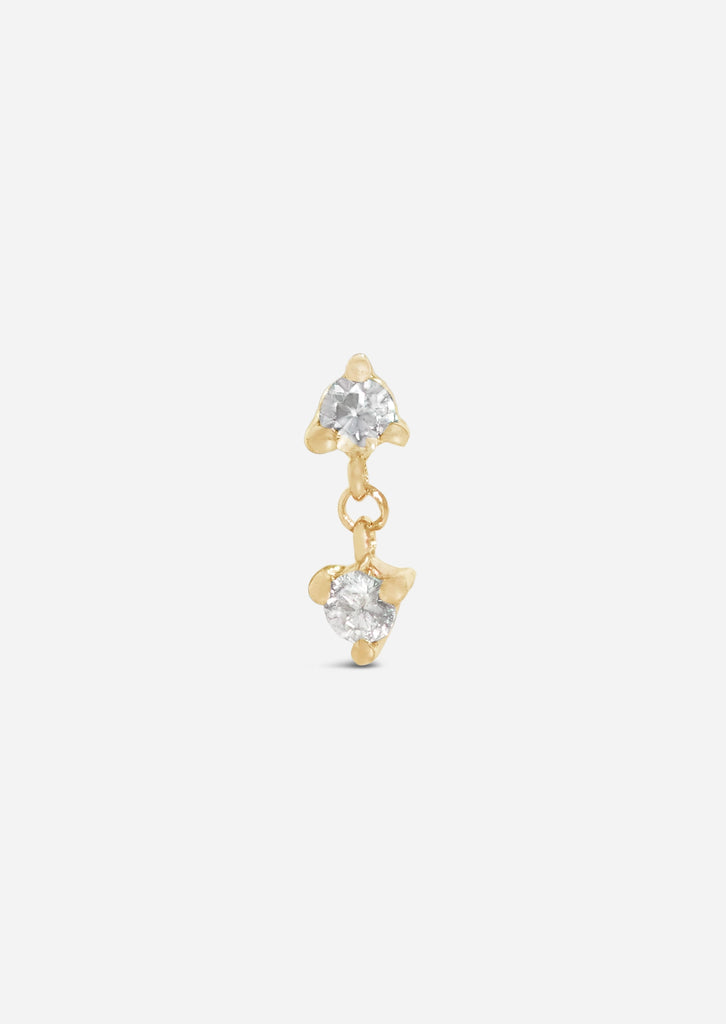 Double Diamond Drop Threaded Flat Back Earring