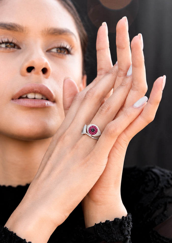 Evil Eye Protector Ring - Ruby