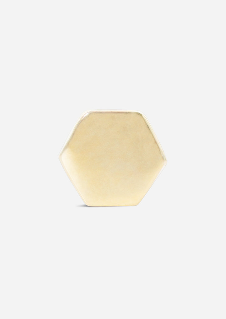Gold Hexagon Threaded Flat Back Earring