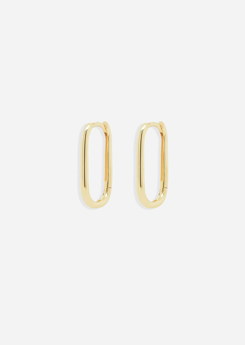 Gold Oval Lock Hoop | Single