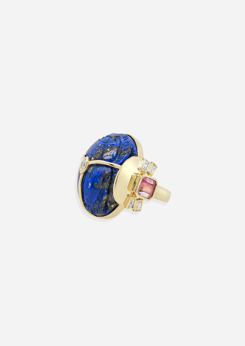 Lapis Carved Scarab Ring