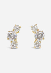 Luxe Open Curve 3 Diamond Threaded Flat Back Earring | Single
