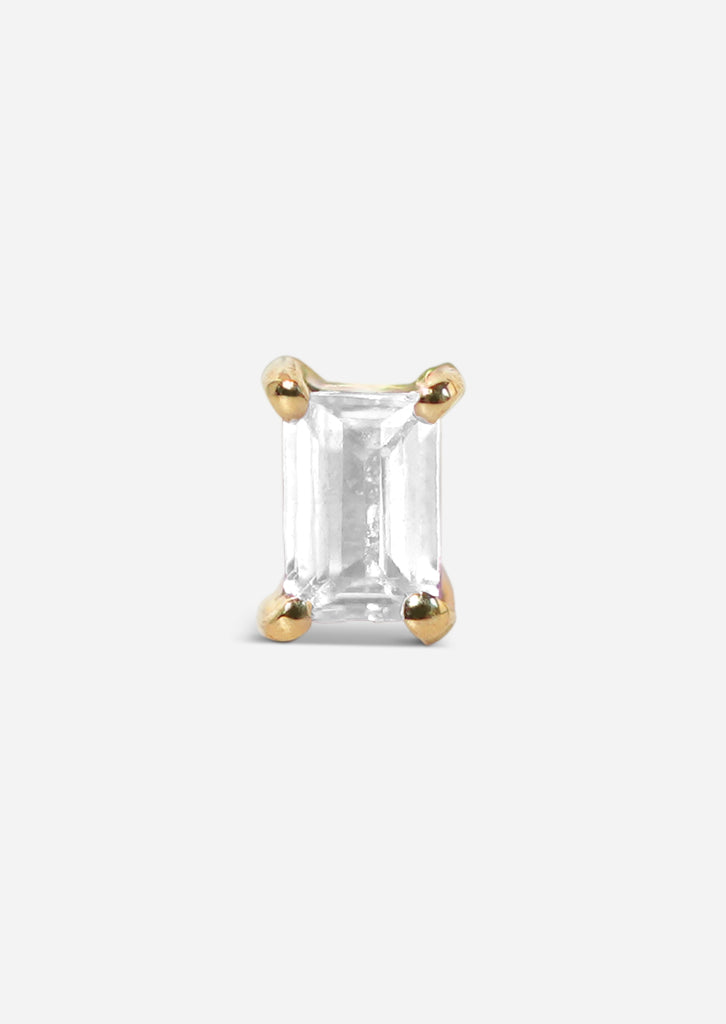 Mini Baguette Diamond Threaded Flat Back Earring