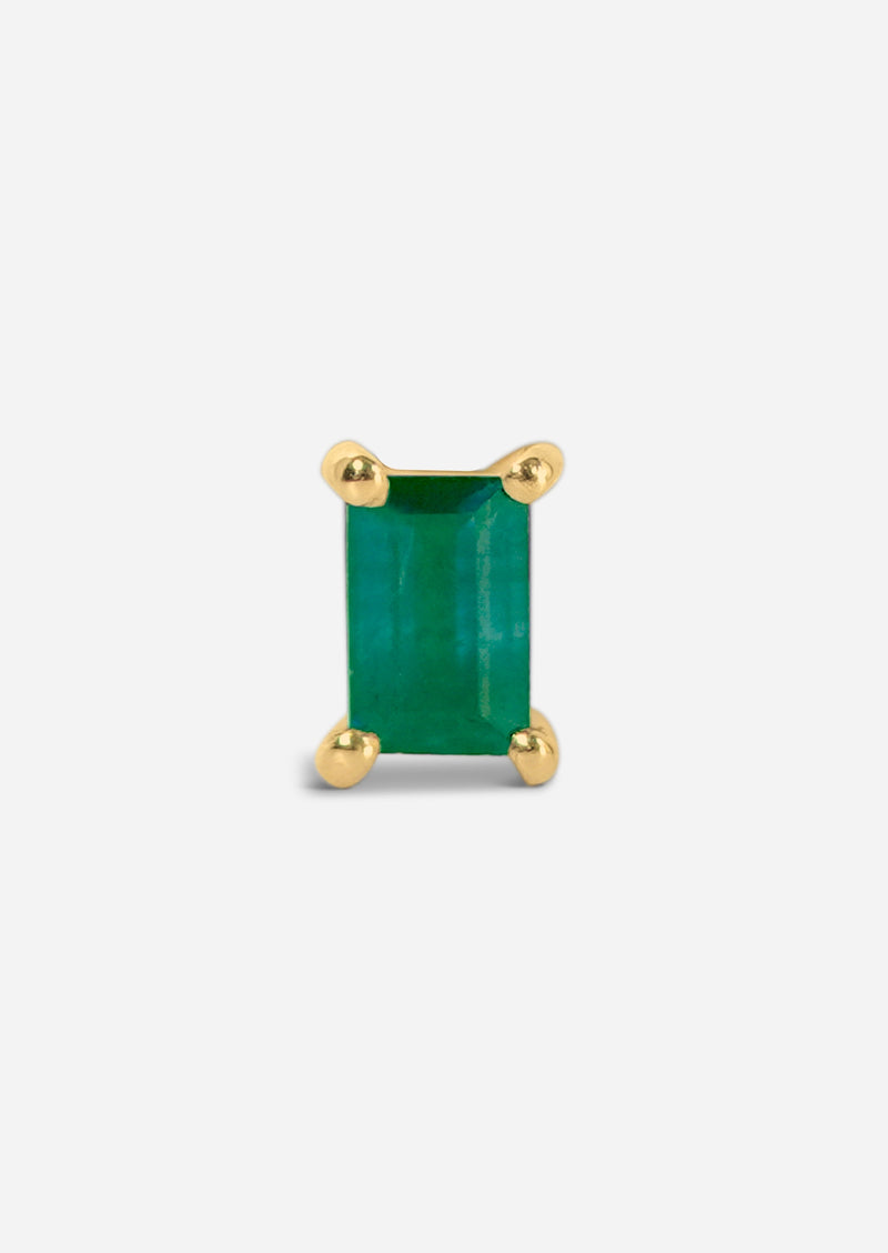 Mini Baguette Emerald Threaded Flat Back Earring