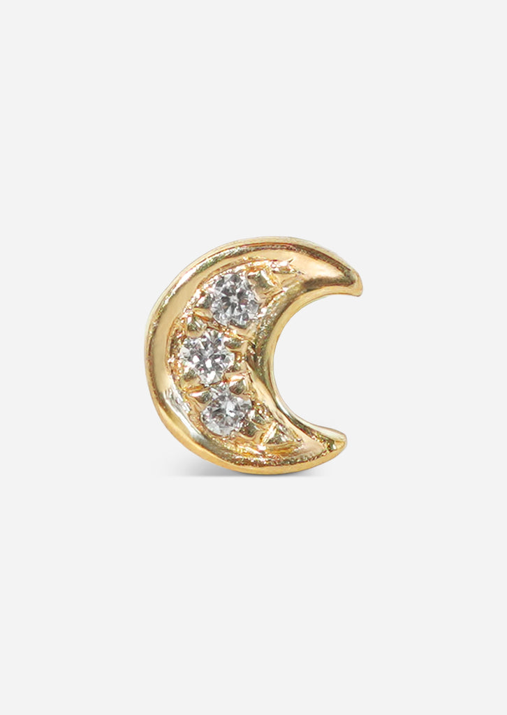 Mini Crescent Threaded Flat Back Earring