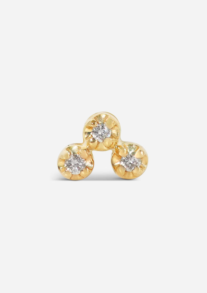 Mini Diamond Cluster Threaded Flat Back Earring
