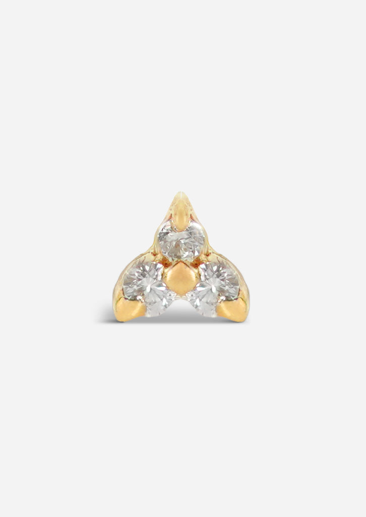Mini Diamond Trio Threaded Flat Back Earring