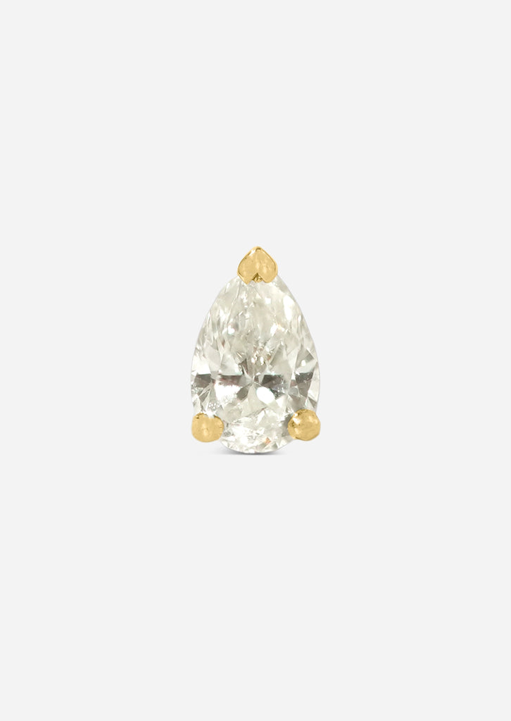 Mini Pear Diamond Threaded Flat Back Earring