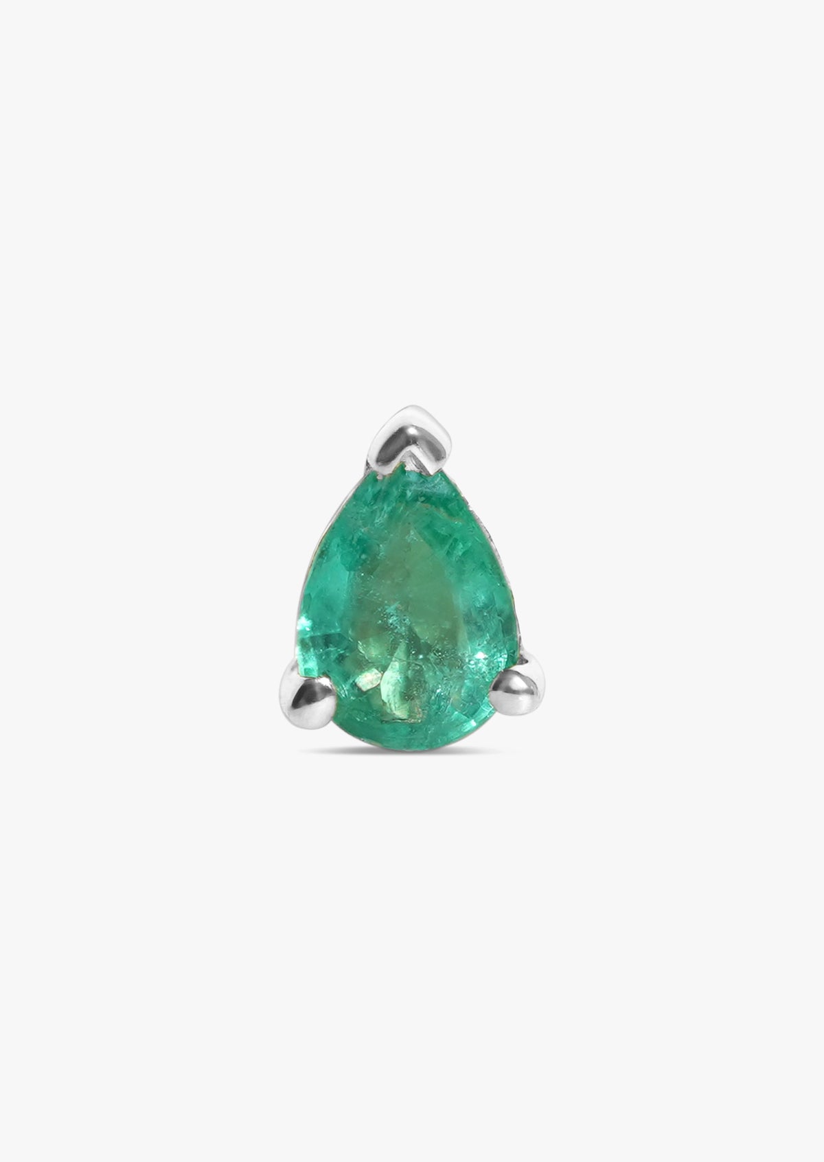 Mini Pear Emerald Threaded Flat Back Earring | Single