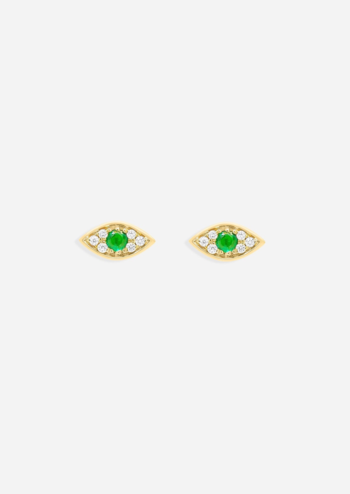 Mini Emerald Evil Eye Threaded Flat Back Earring | Single