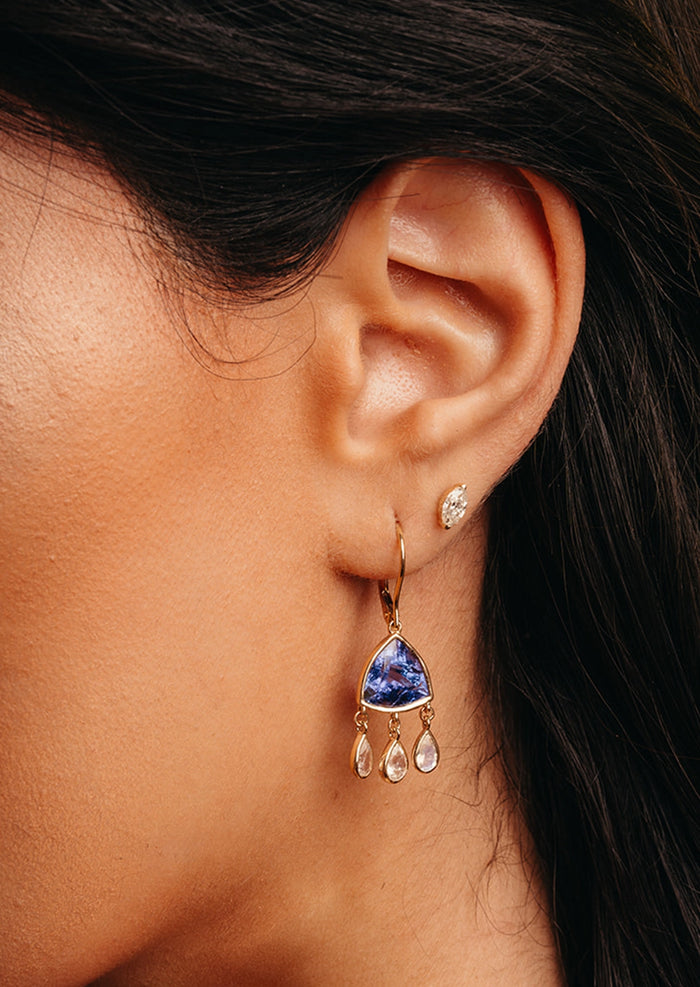 Mini Marquise Diamond Threaded Flat Back Earring