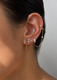 Mini Pear Diamond Threaded Flat Back Earring