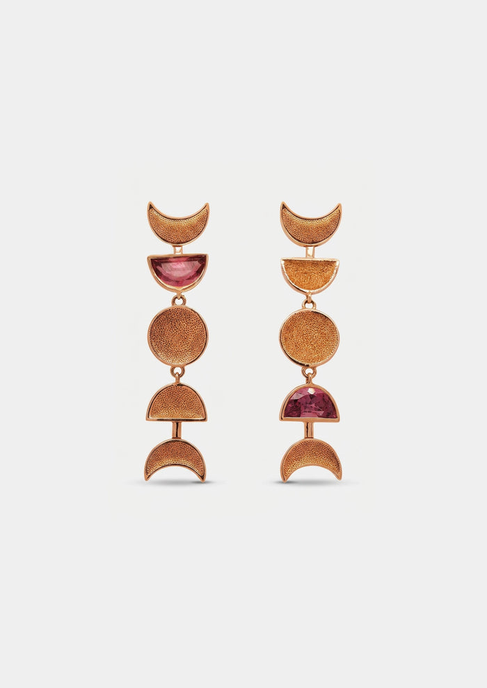 Moon Phase Earrings - Tourmaline
