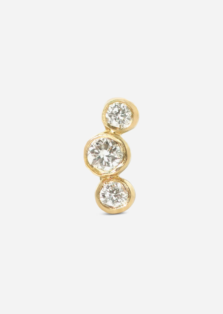 Open Curve 3 Diamond Threaded Flat Back Earring