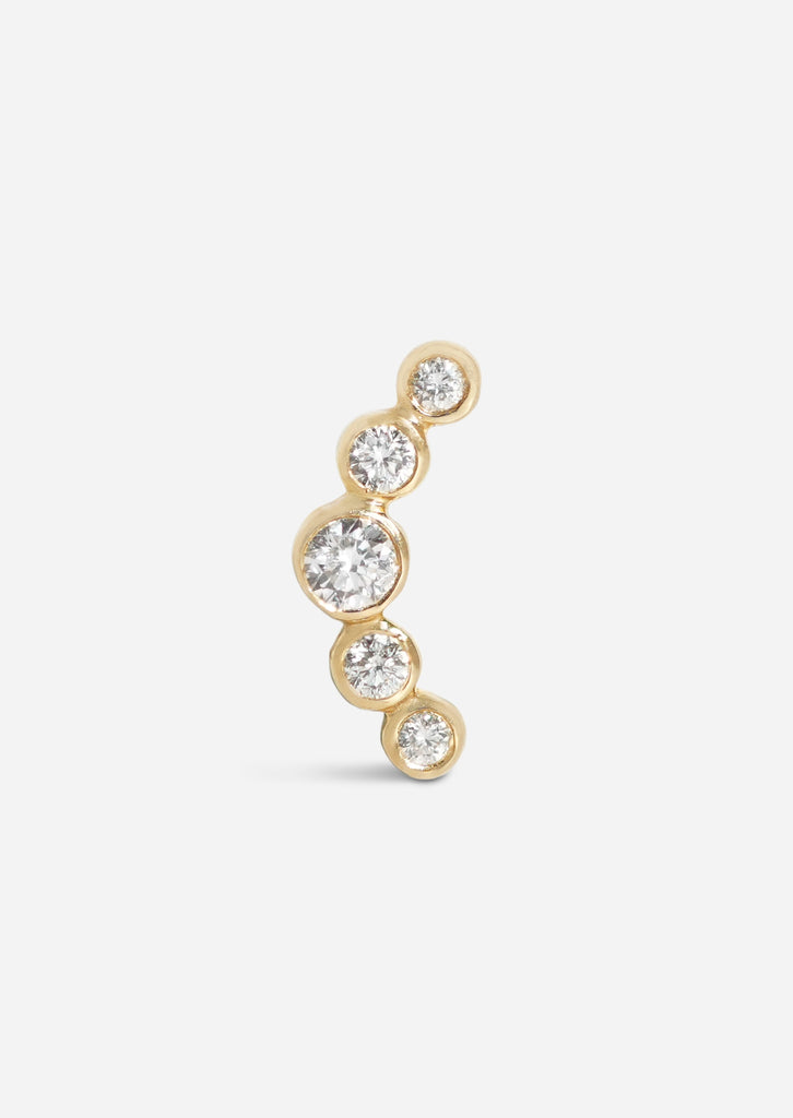 Open Curve 5 Diamond Threaded Flat Back Earring