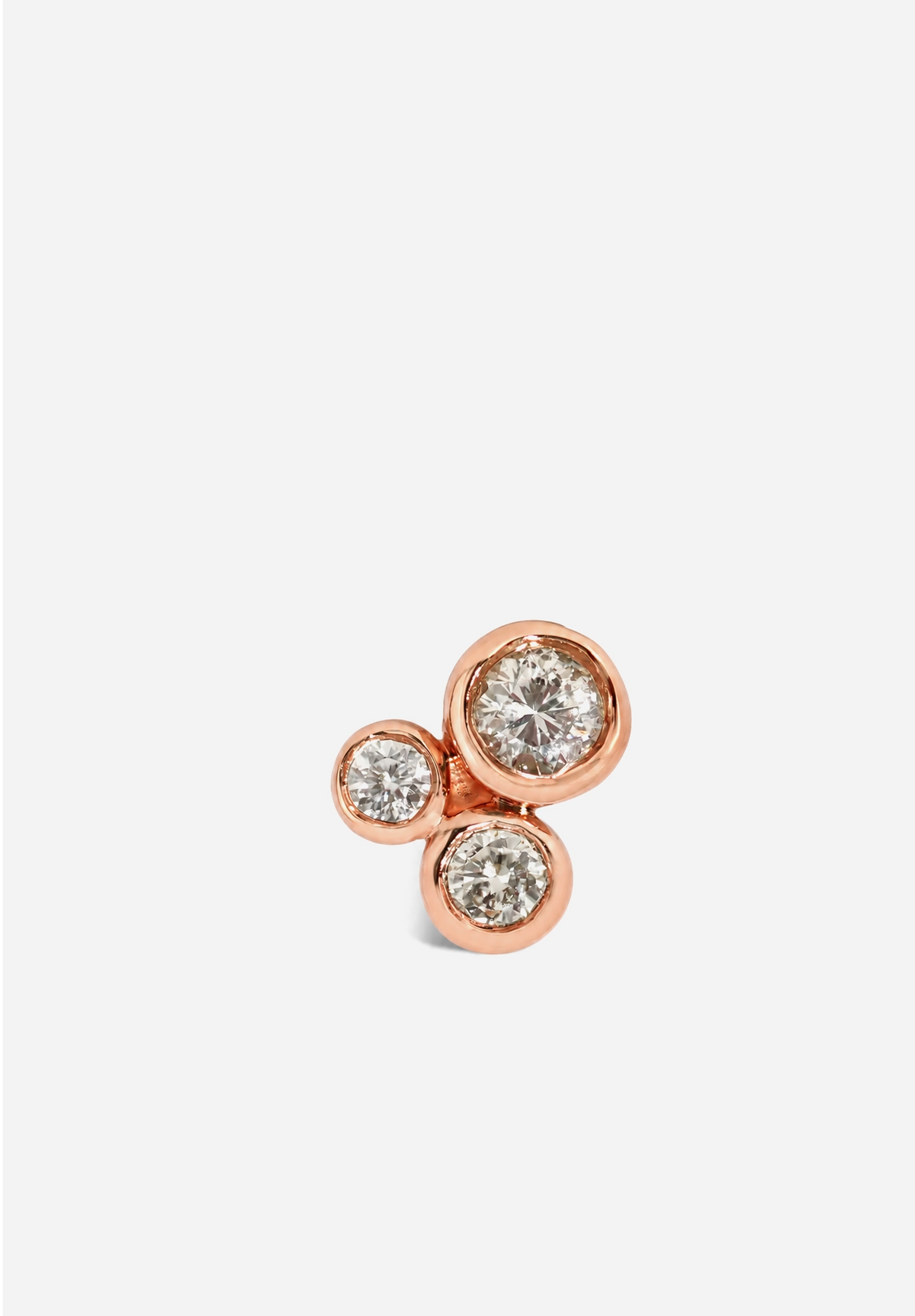Organic Trio Threaded Flat Back Earring - Diamond