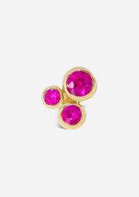 Organic Trio Threaded Flat Back Earring - Ruby | Single