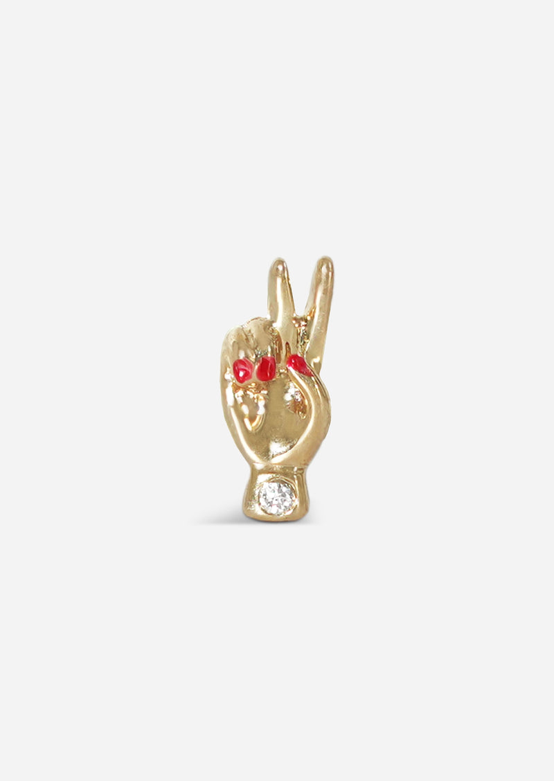 Peace Hand Threaded Flat Back Earring