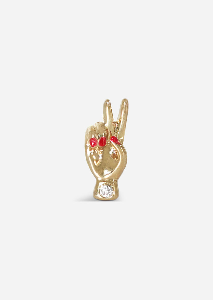 Peace Hand Threaded Flat Back Earring