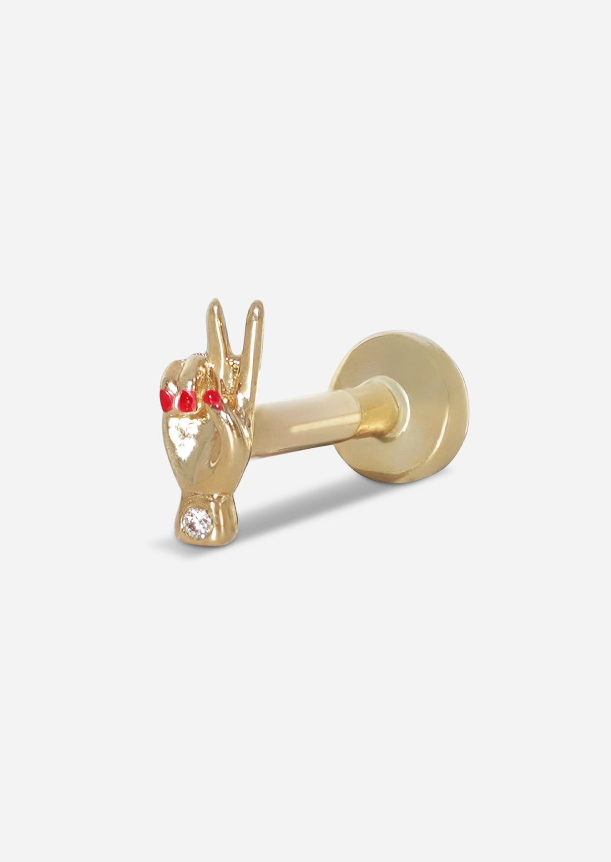 Peace Hand Threaded Flat Back Earring | Single