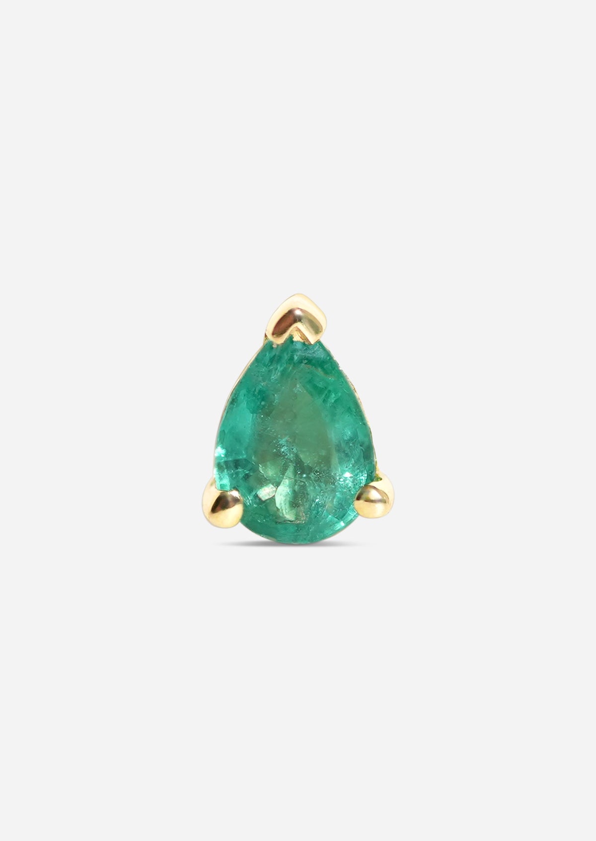 Mini Pear Emerald Threaded Flat Back Earring | Single