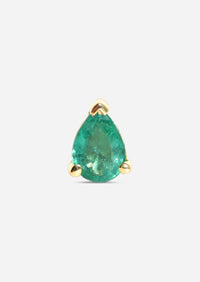 Mini Pear Emerald Threaded Flat Back Earring | Single
