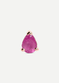 Mini Pear Ruby Threaded Flat Back Earring | Single