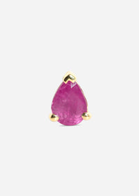 Mini Pear Ruby Threaded Flat Back Earring | Single