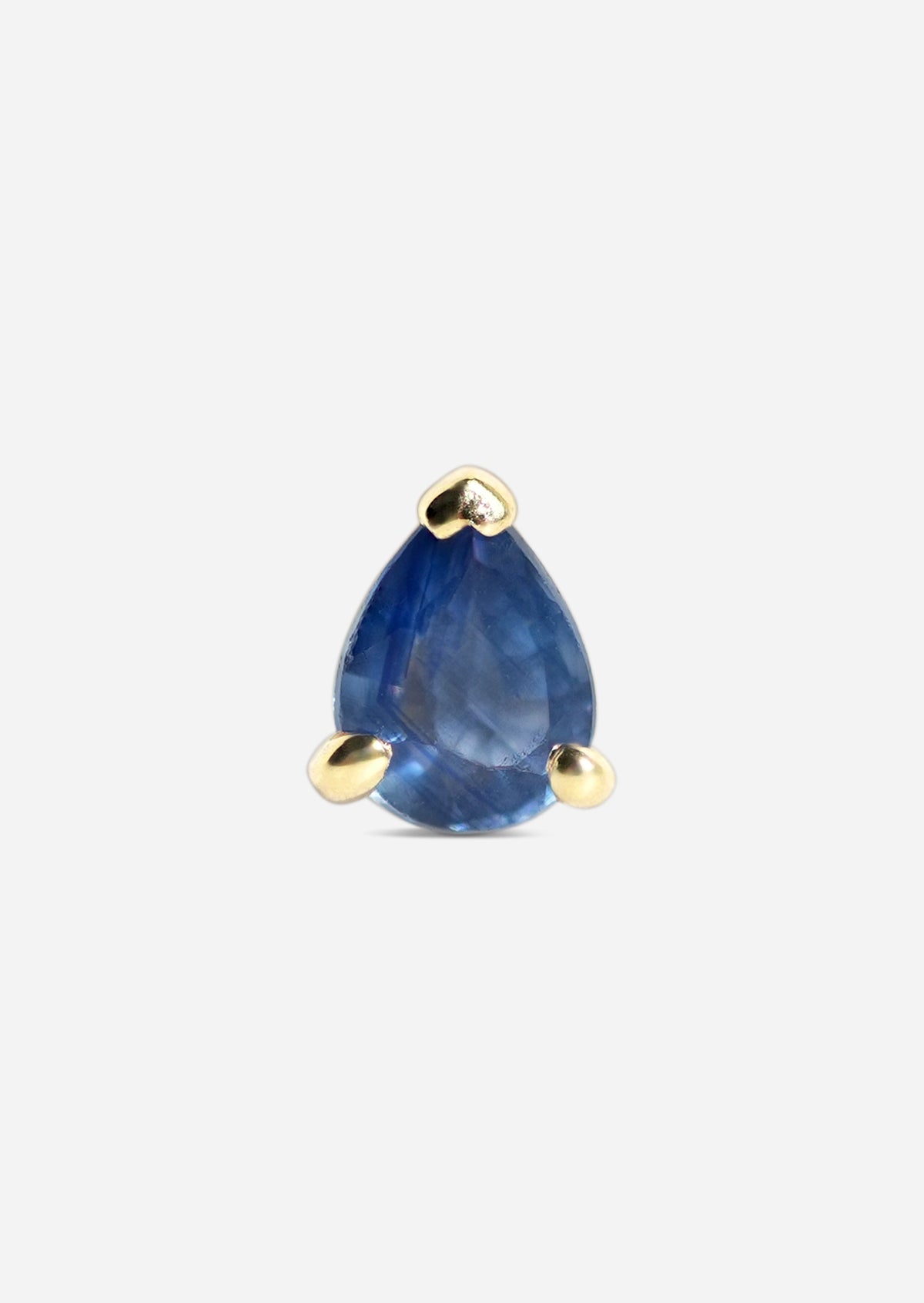 Mini Pear Sapphire Threaded Flat Back Earring | Single