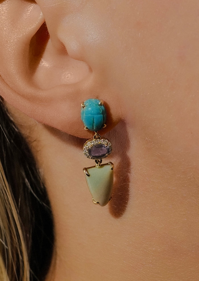 Turquoise Scarab Earrings