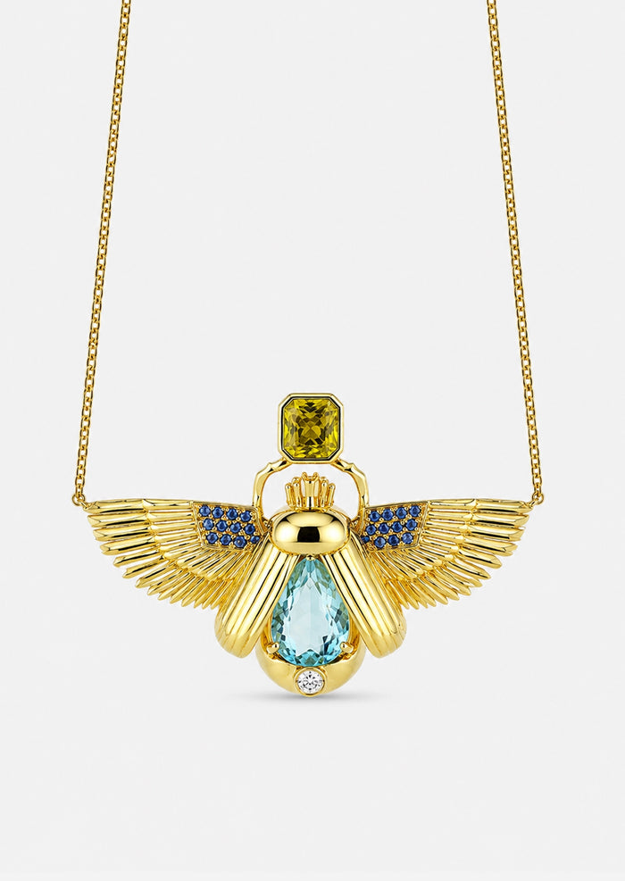 Scarab Necklace - Topaz + Sphene
