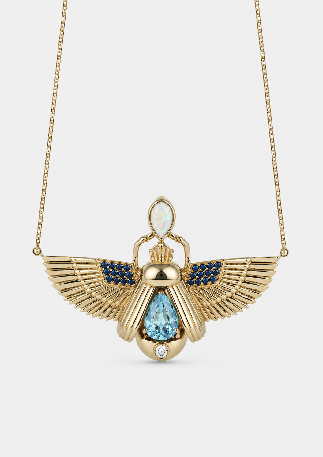 Scarab Necklace - London Blue Topaz + Opal