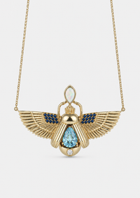 Scarab Necklace - London Blue Topaz + Opal