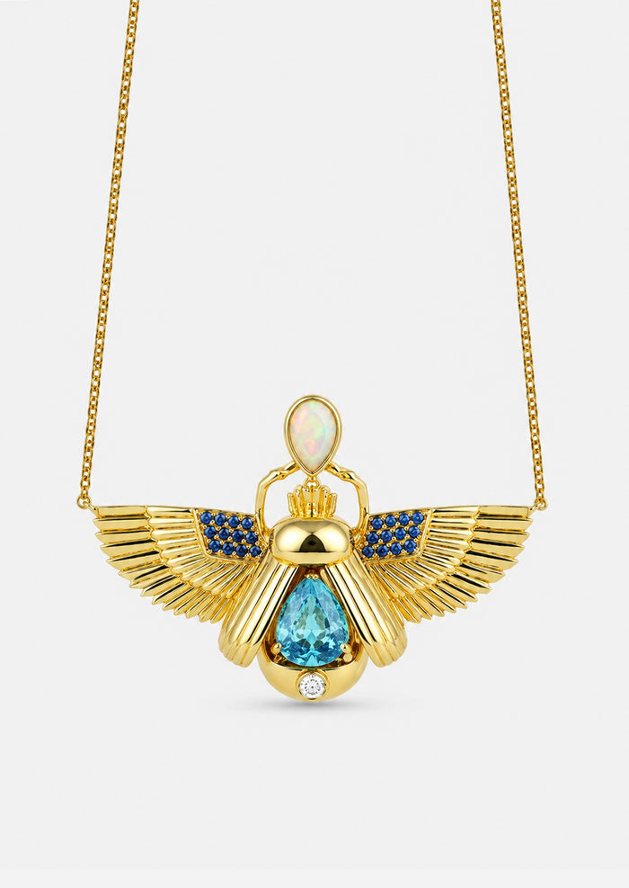 Scarab Necklace - London Blue Topaz + Opal