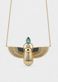 Scarab Necklace - Zambian Emerald + Apatite