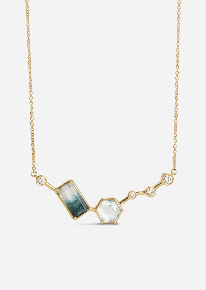 Serotonin Lux Necklace - Watermelon Tourmaline + Aquamarine