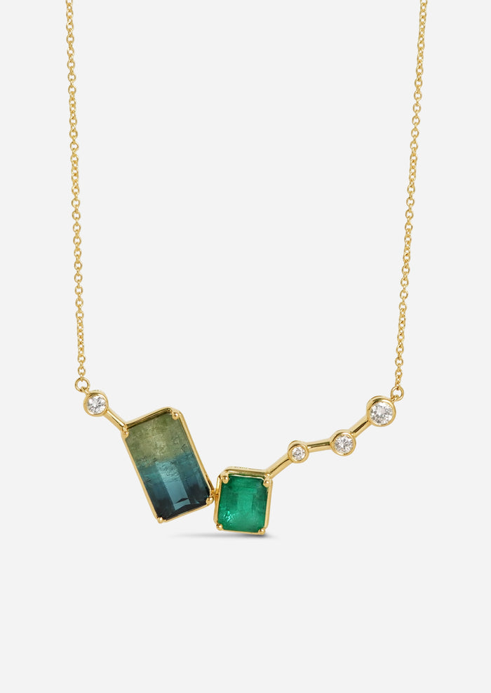 Serotonin Lux Necklace - Watermelon Tourmaline + Emerald