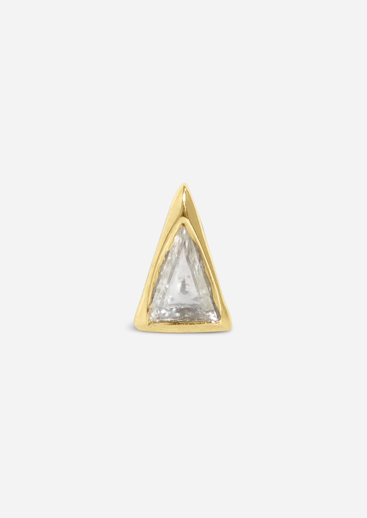Diamond Triangle Slice Threaded Flat Back Earring | Single
