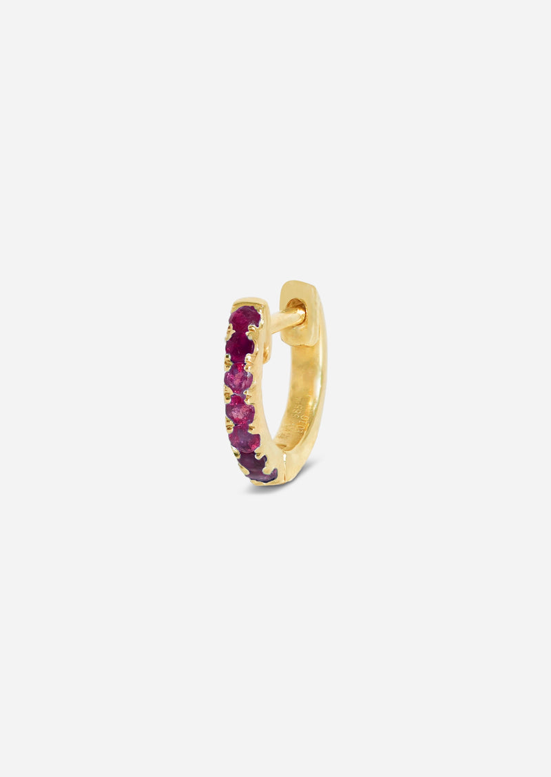 Small Ruby Huggie Hoop