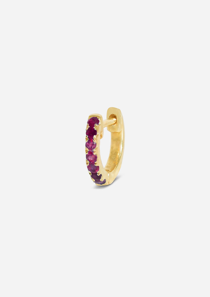 Small Ruby Huggie Hoop
