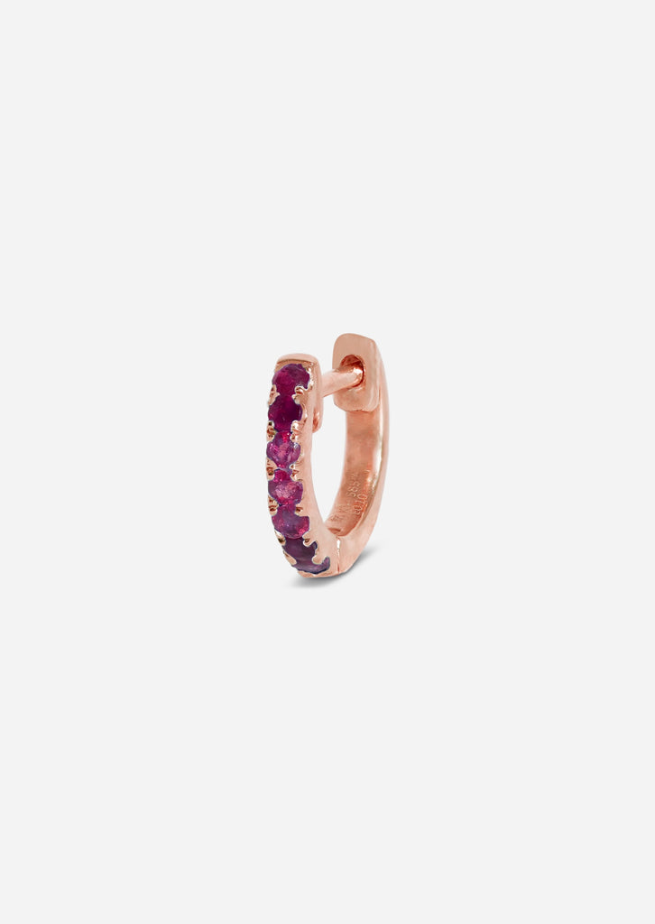 Small Ruby Huggie Hoop