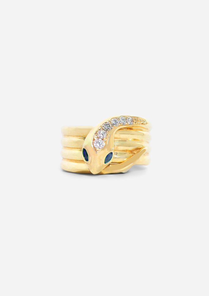 Snake Coil Ring - Sapphire Eyes