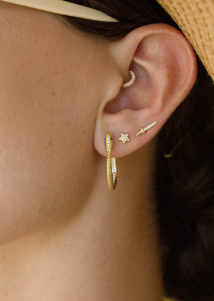 Diamond Sword Threaded Flat Back Earring