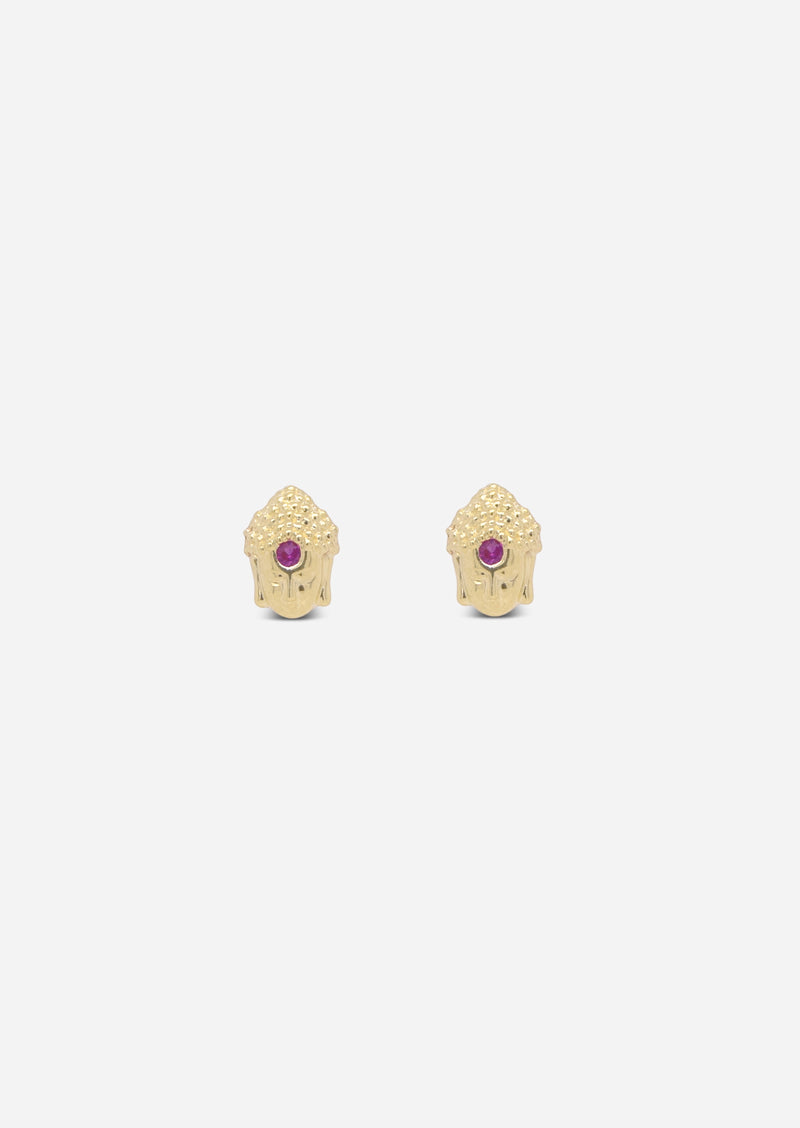 Third Eye Buddha Threaded Flat Back Earring | Single