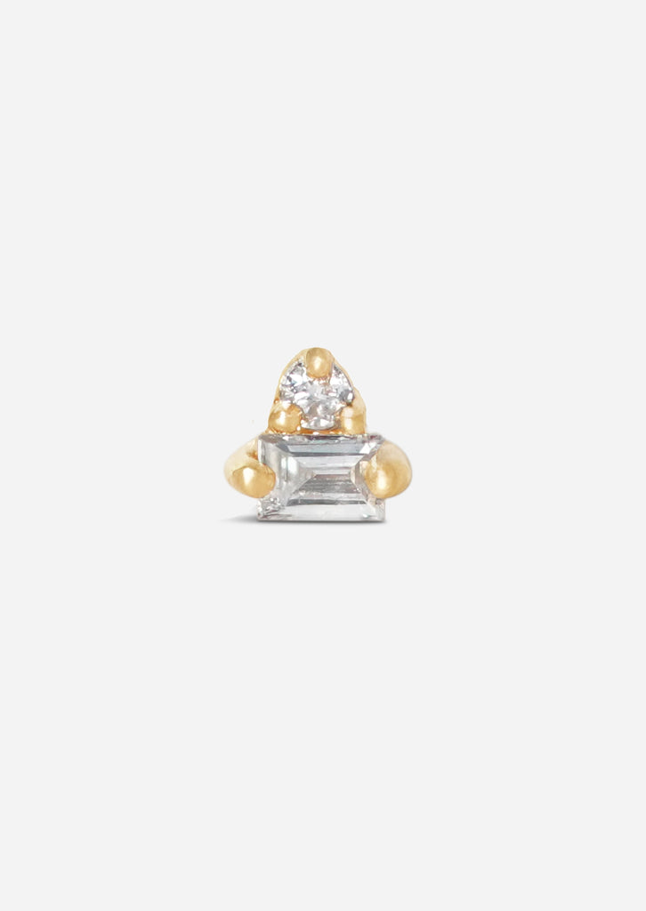 Trillion Duo Diamond Threaded Flat Back Earring