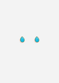Ankh Inlay Threaded Flat Back Earring - Turquoise | Single