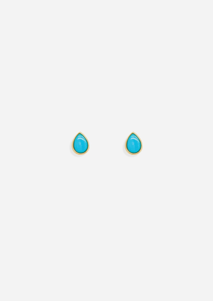 Ankh Inlay Threaded Flat Back Earring - Turquoise