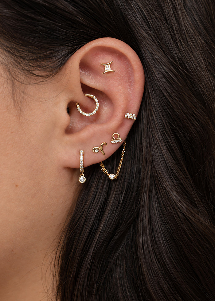 Aquarius Threaded Flat Back Earring