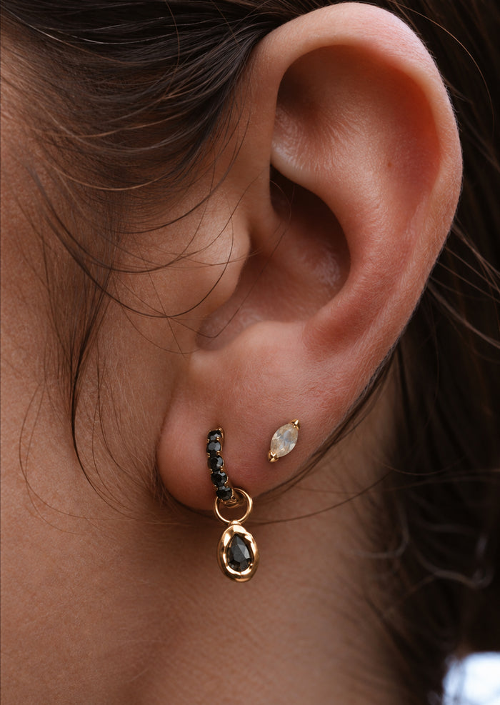 Mini Moonstone Marquise Threaded Flat Back Earring